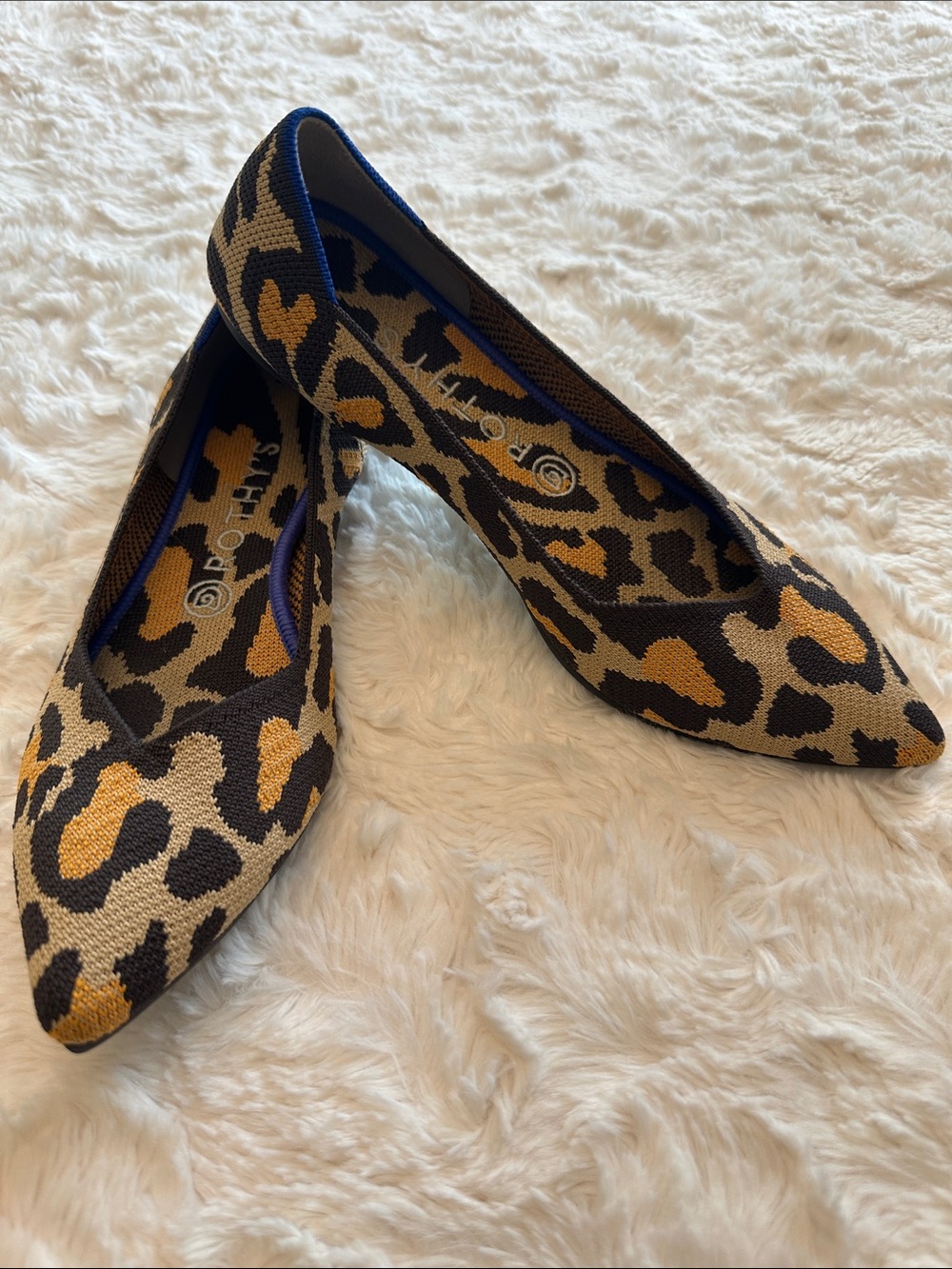 Rothy's Leopard Knit Pointed Toe Flats - Brown/Black- size 9- no box
